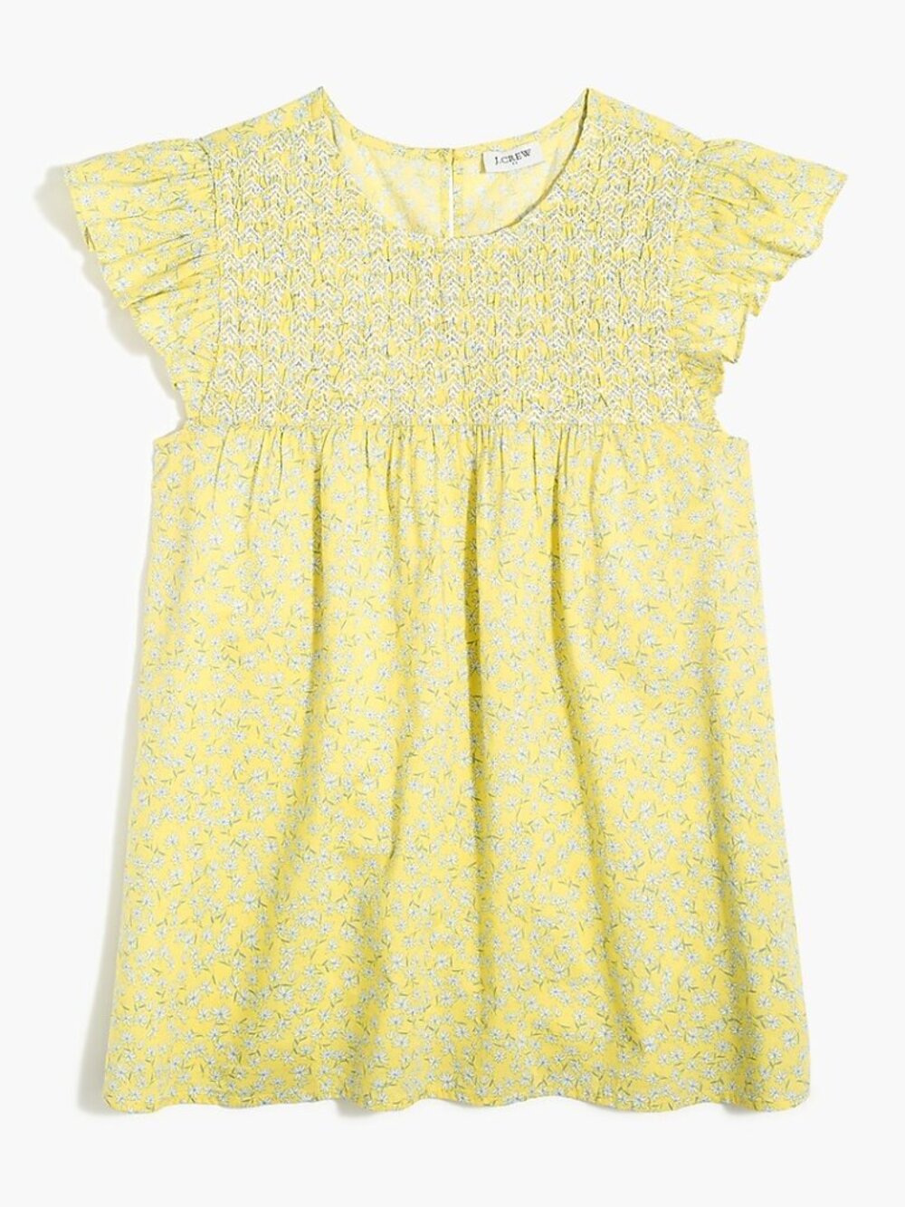 J. Crew Floral Print Smocked Flutter Sleeve Top